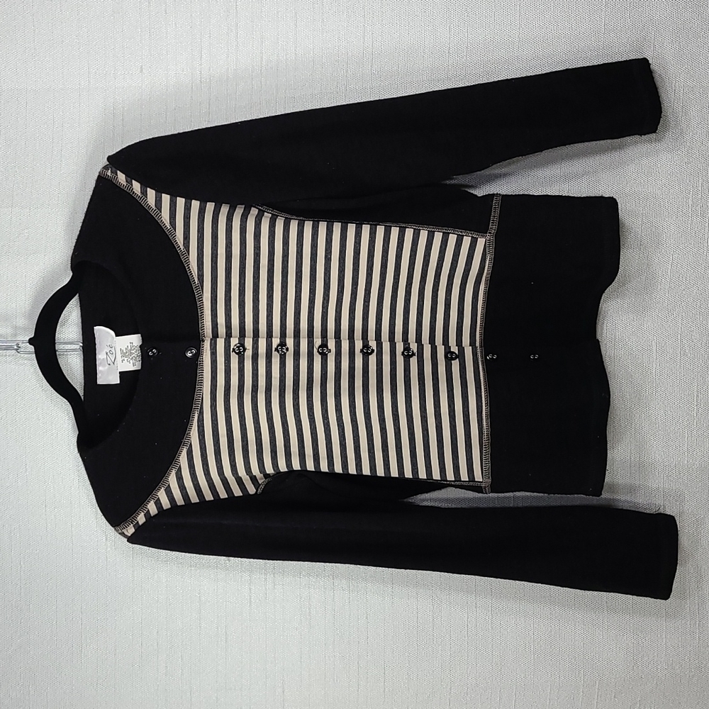 Zoe Michael Phillips Cardigan Long Sleeve Button-Down Scoop Neck Black Large